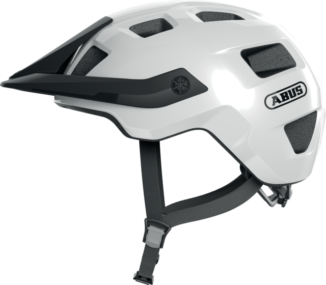 Cyklistická přilba Mtb Abus MoTrip vel. M 54-58 cm se štítkem bílá lesklá 350g