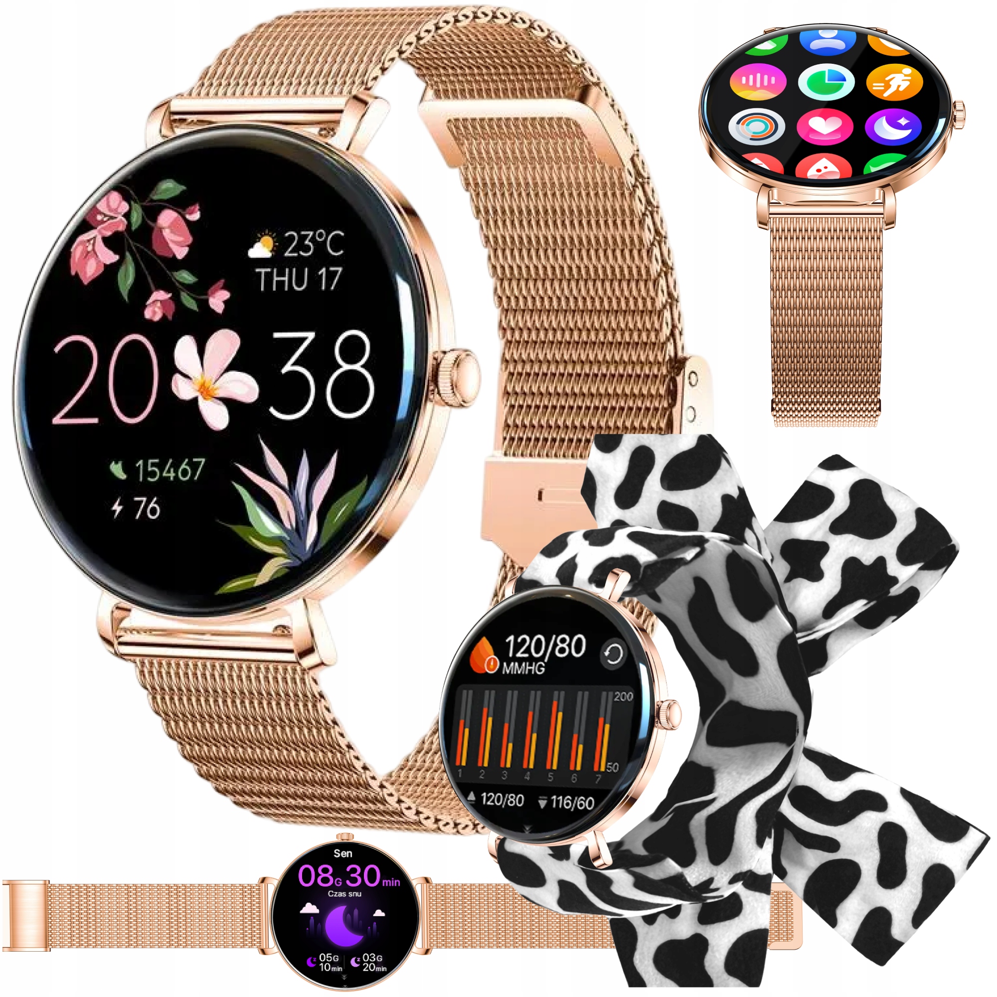 Smartwatch damski z funkcją rozmowy smart watch zegarek polskie menu puls