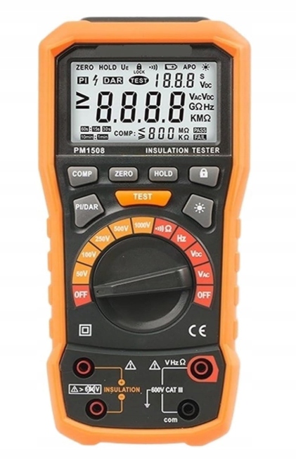 Peakmeter PM1508 Ruční 100GOhm Vysoce přesný tester odporu