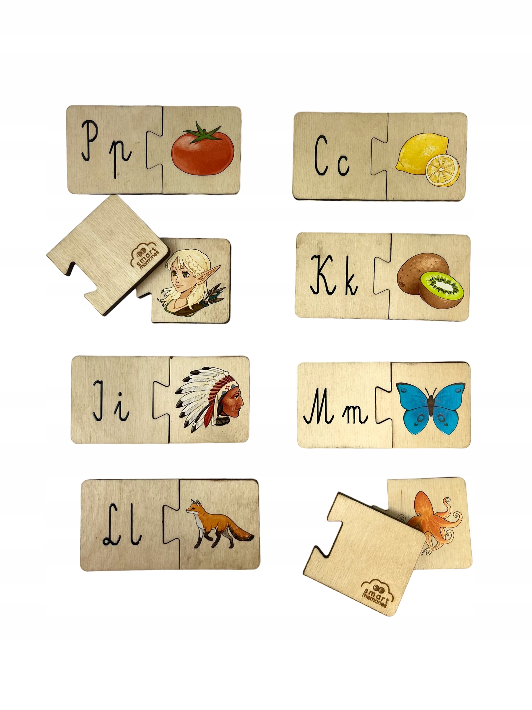 Drewniane puzzle literki dla dzieci - Nauka alfabetu, poznaję litery