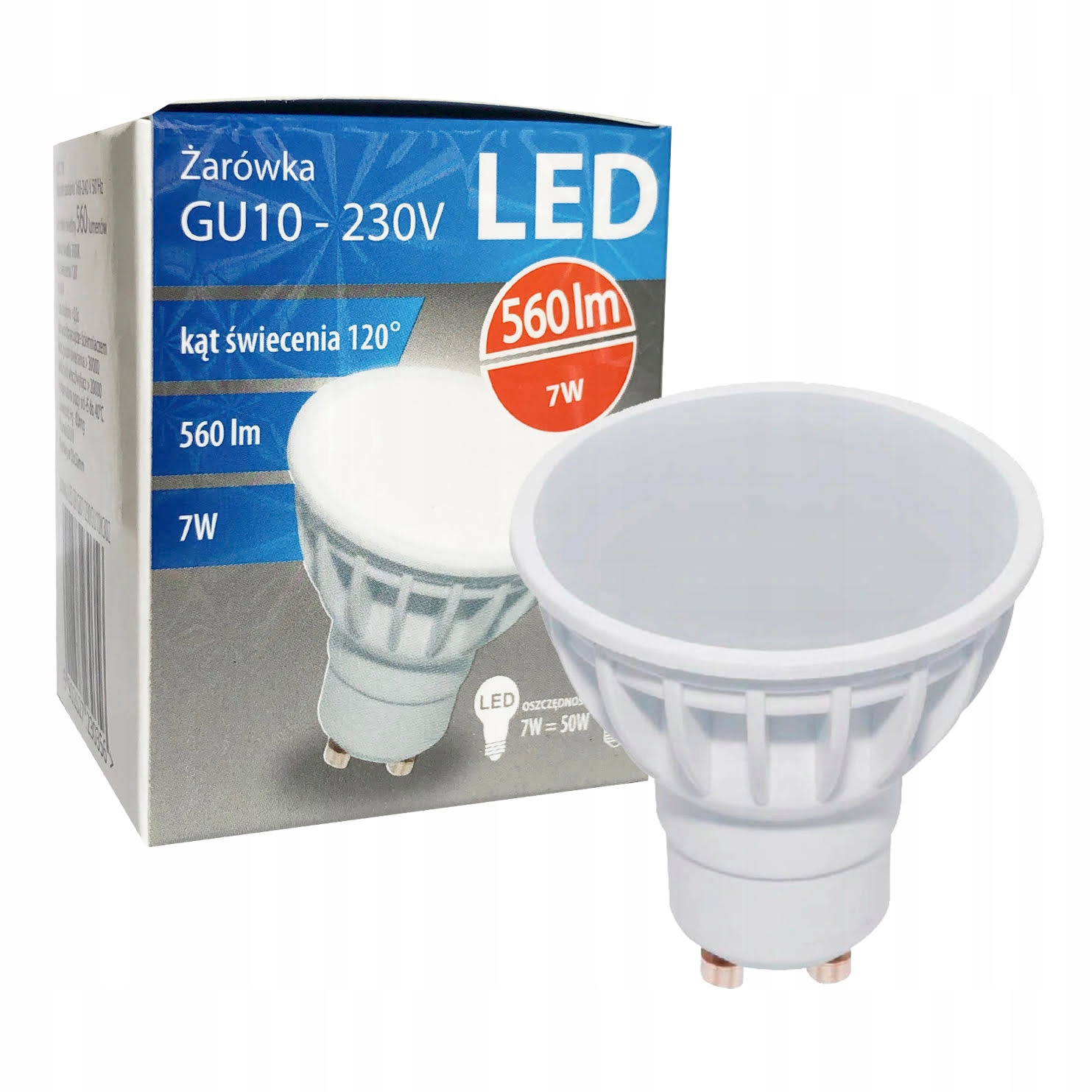

Żarówka Halogen Led 7W 560lm GU10 3000K ciepła