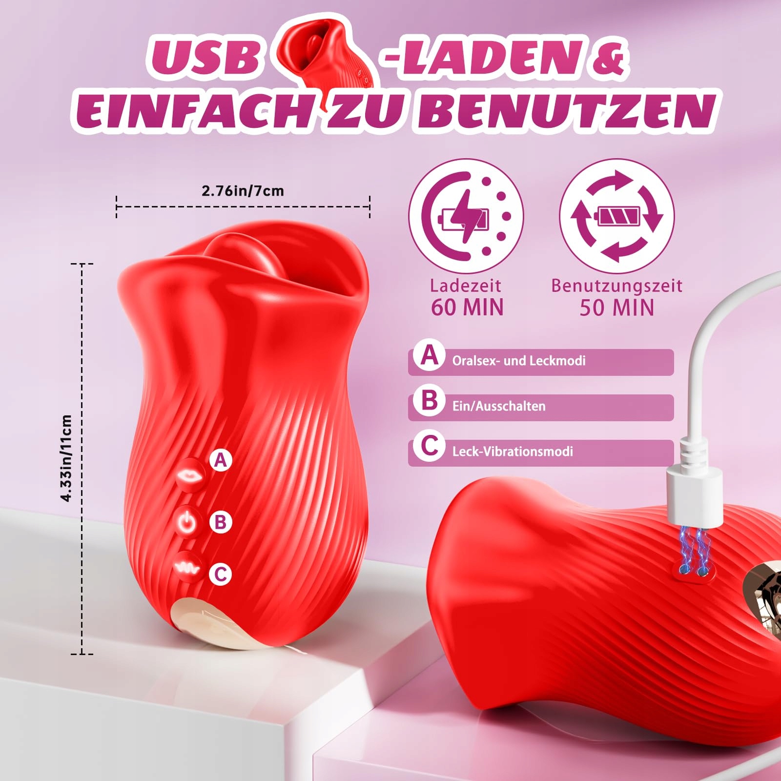 DLA PAR VIBRATOR Z JĘZYKIEM DLA KOBIET STYMULATOR KLITORIS WIBRATOR — miniatura 5