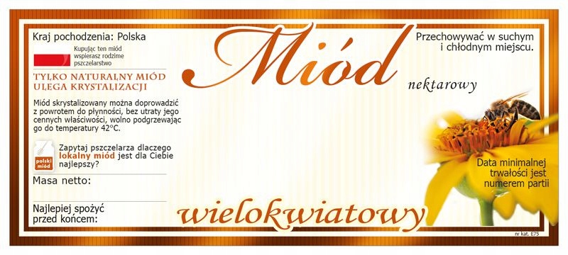 

Etykiety na Miód Wielokwiatowy (100szt) wzór E75