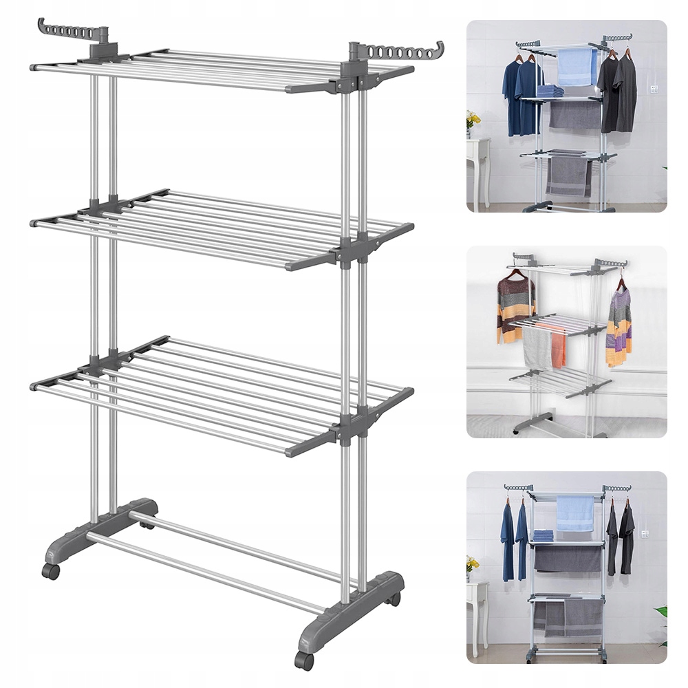 Stojanový Věšák Na Prádlo S Věšákem Na Ručníky, Skládací, Teleskopický