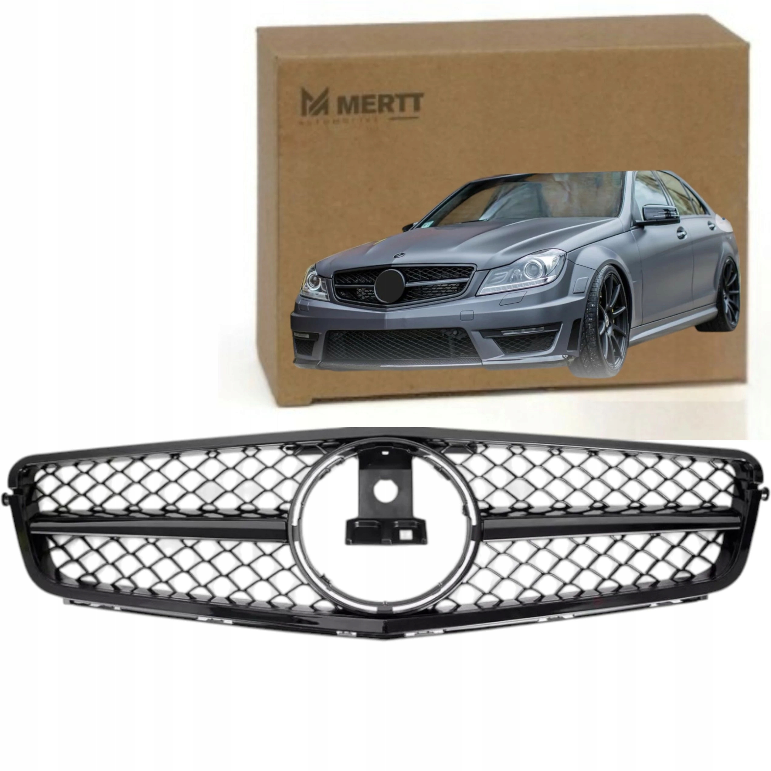 Gril Přední Atrapa Mercedes C W204 07-14 Černý Lesk Gt