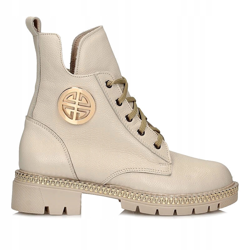 Módní béžové Kotníkové Boty na nízkém podpatku Filipczyk F96/33/Z/O