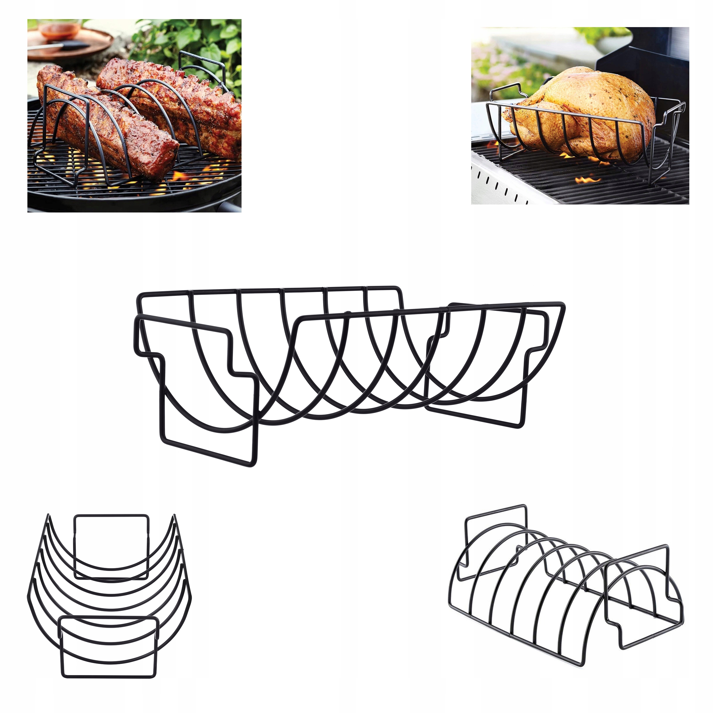 PROFESJONALNY UCHWYT STOJAK DO ŻEBEREK GRILLI CHRUPIĄCE BBQ