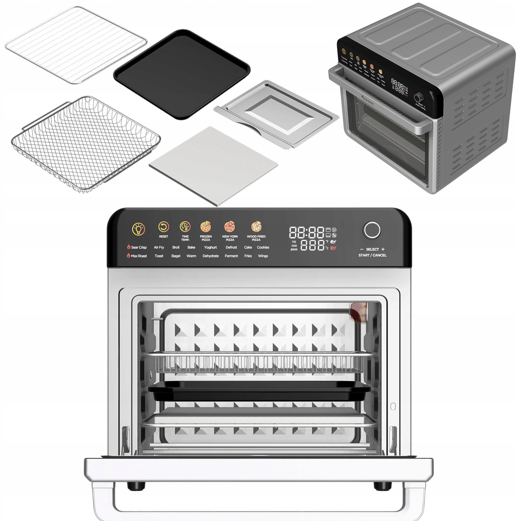 Piekarnik Elektryczny Piec Do Pizzy Grill Termoobieg Frytownica 350°C 34L,