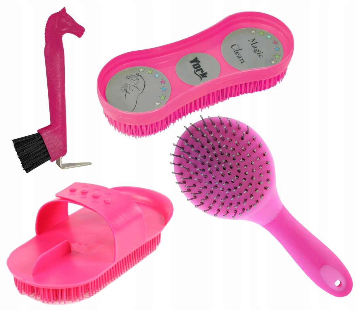 

Zestaw szczotek dla konia zgrzebło kopystka Magic