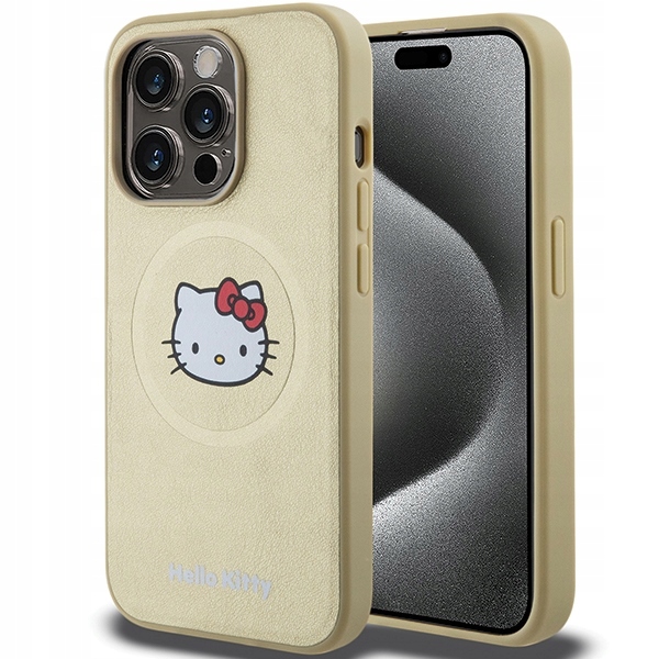Etui skórzane Hello Kitty z MagSafe do iPhone 14 Pro Max złote