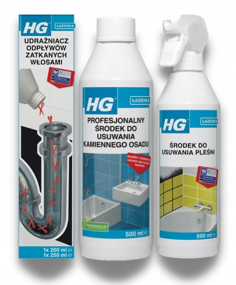 Hg chemické čisticí prostředky do koupelny, profesionální sada, mix 3ks