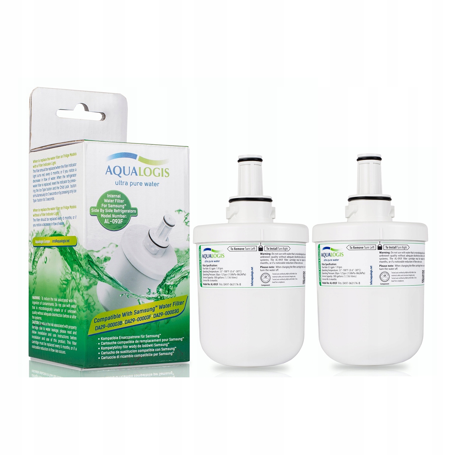 Filtr Do Lodówki Samsung Aqualogis AL-093F Zamiennik DA29-00003F 2szt