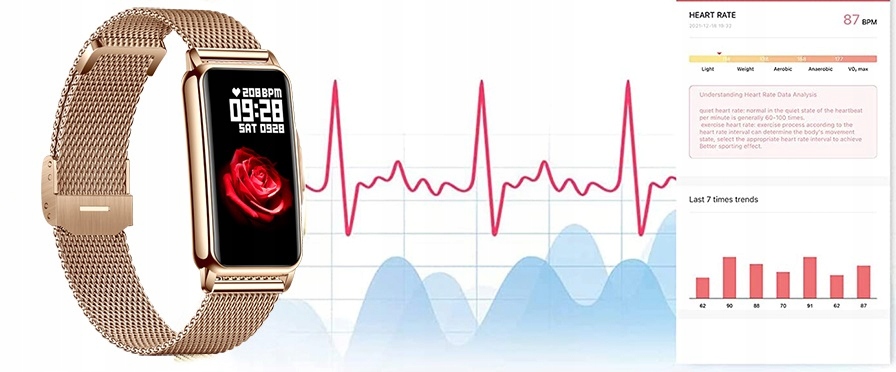 SMARTWATCH SMARTBAND ZEGAREK DAMSKI OPASKA KROKI CIŚNIENIE PULS Komunikacja Bluetooth