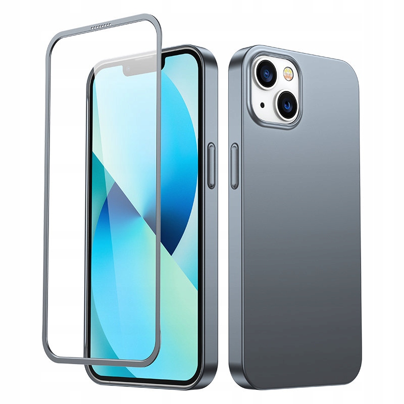 Etui pokrowiec do iPhone 13 obudowa na tył i przód szkło hartowane szary