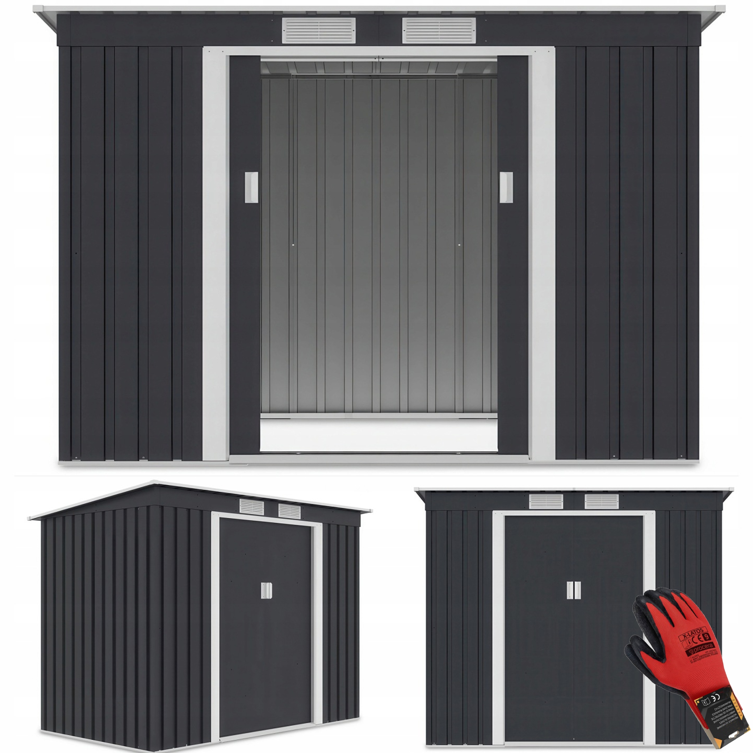 Domek ogrodowy metalowy Oregon Cold Grey - 201x121 cm, wys. 176 cm