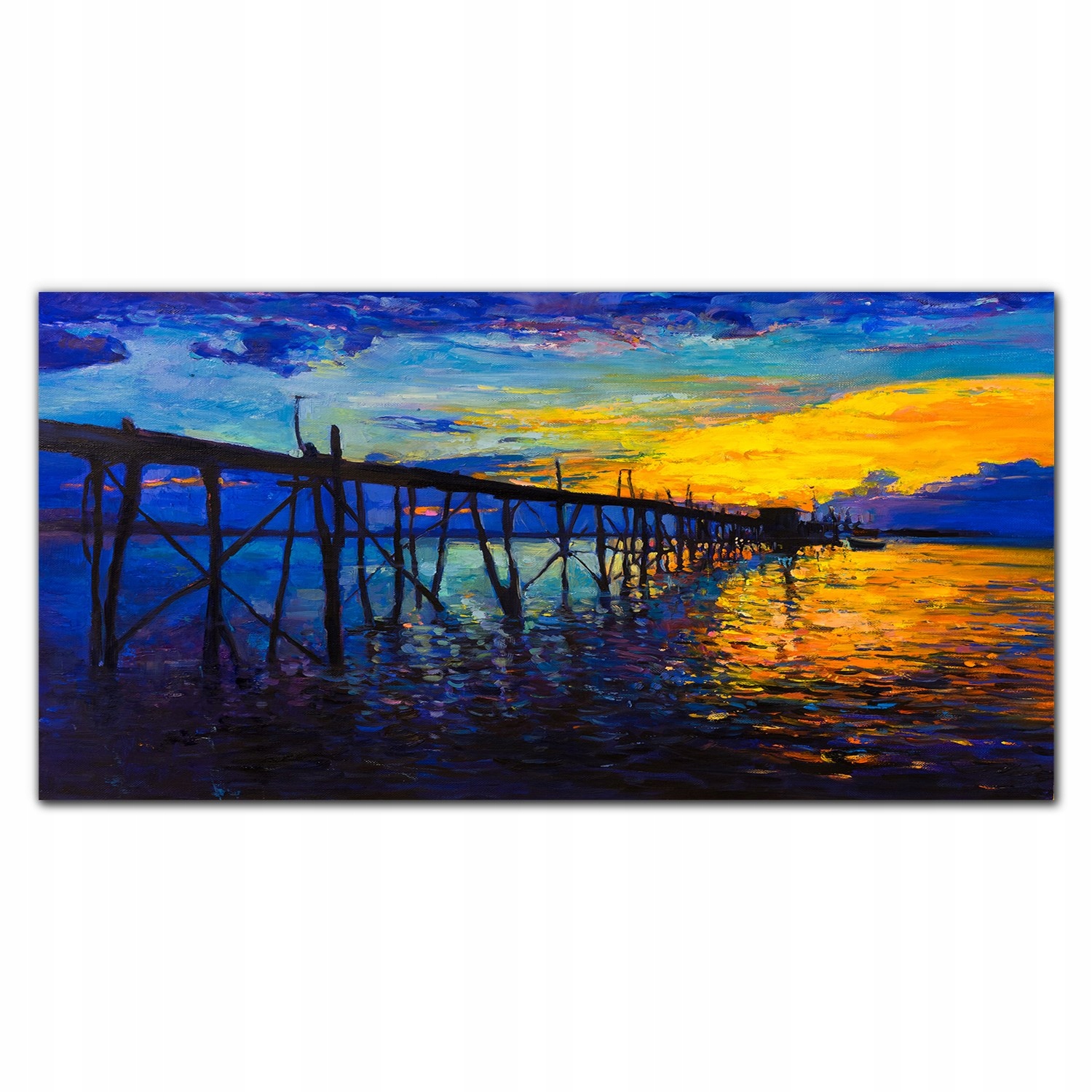 Obraz na ráme plátno Mólo západ slnka 140x70 cm