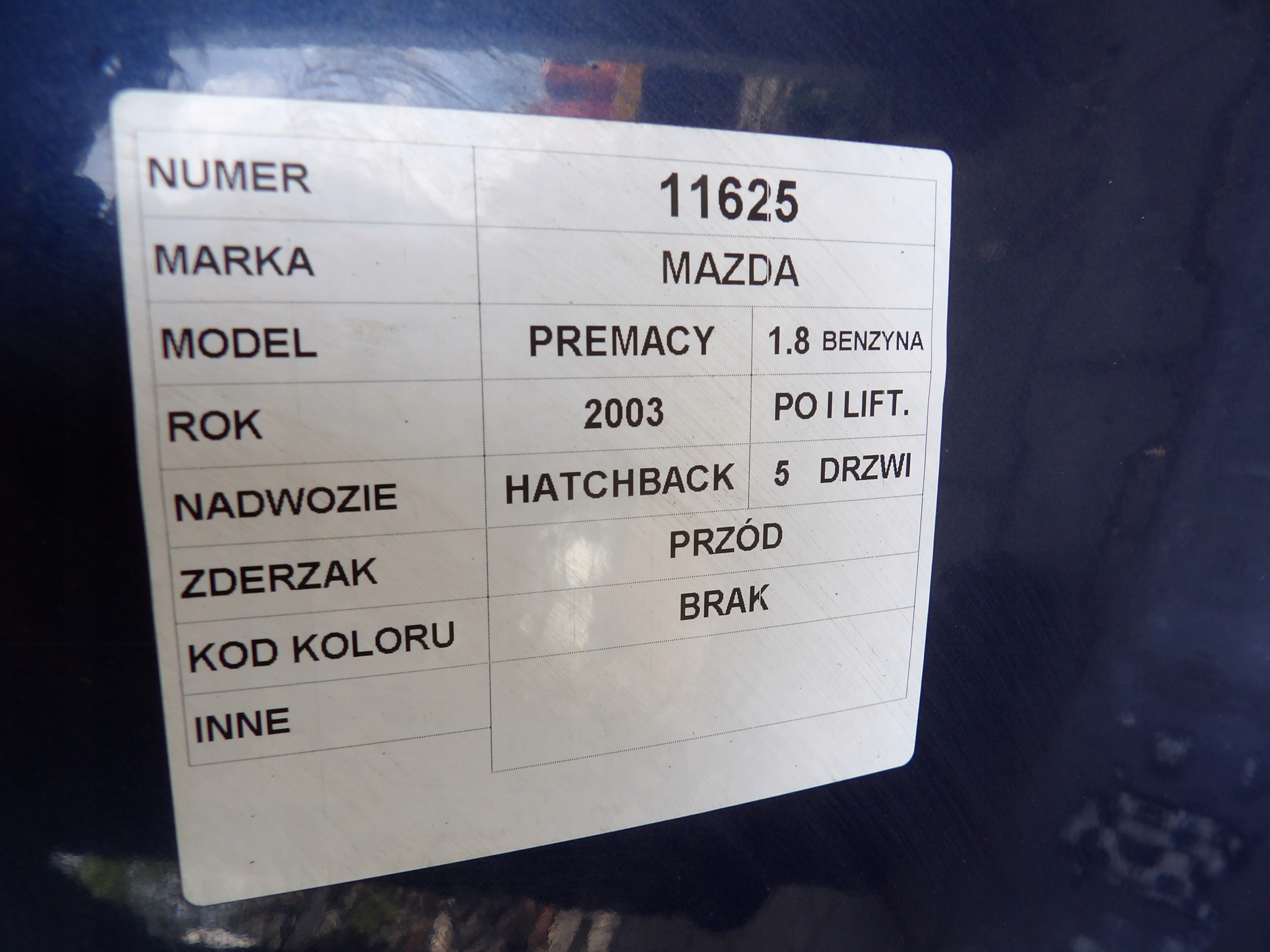 Mazda Premacy bumper front