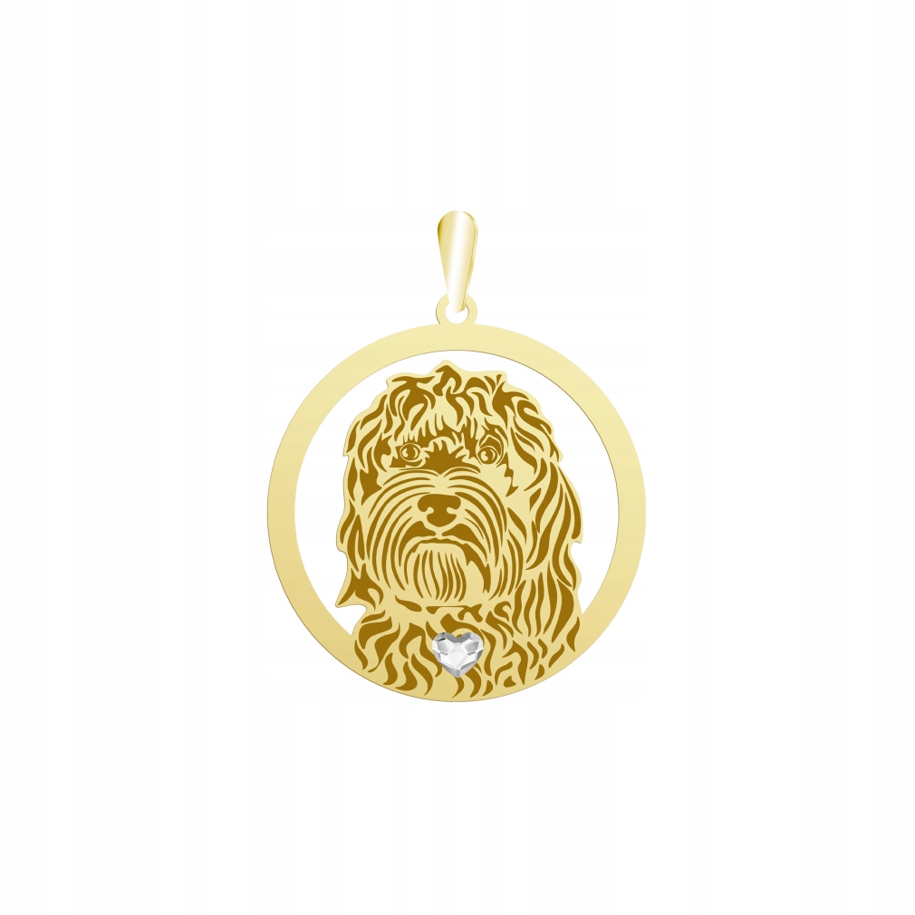 Zlatý přívěsek Labradoodle 925 Dárek Šperky Žena Gravírování Bonus