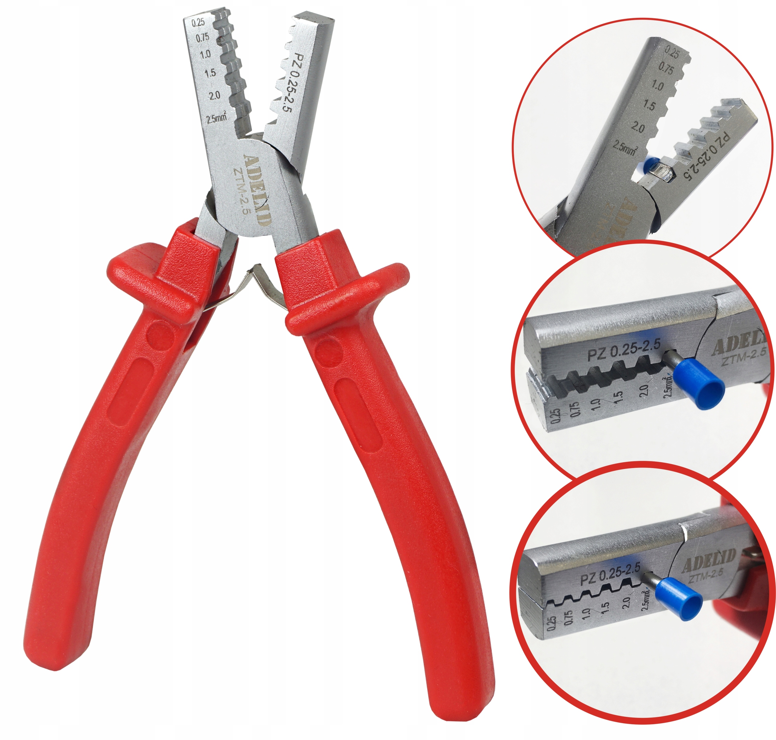 ZACISKARKA PRASKA DO KABLI TULEJEK KOŃCÓWEK 2,5 Marka Adelid