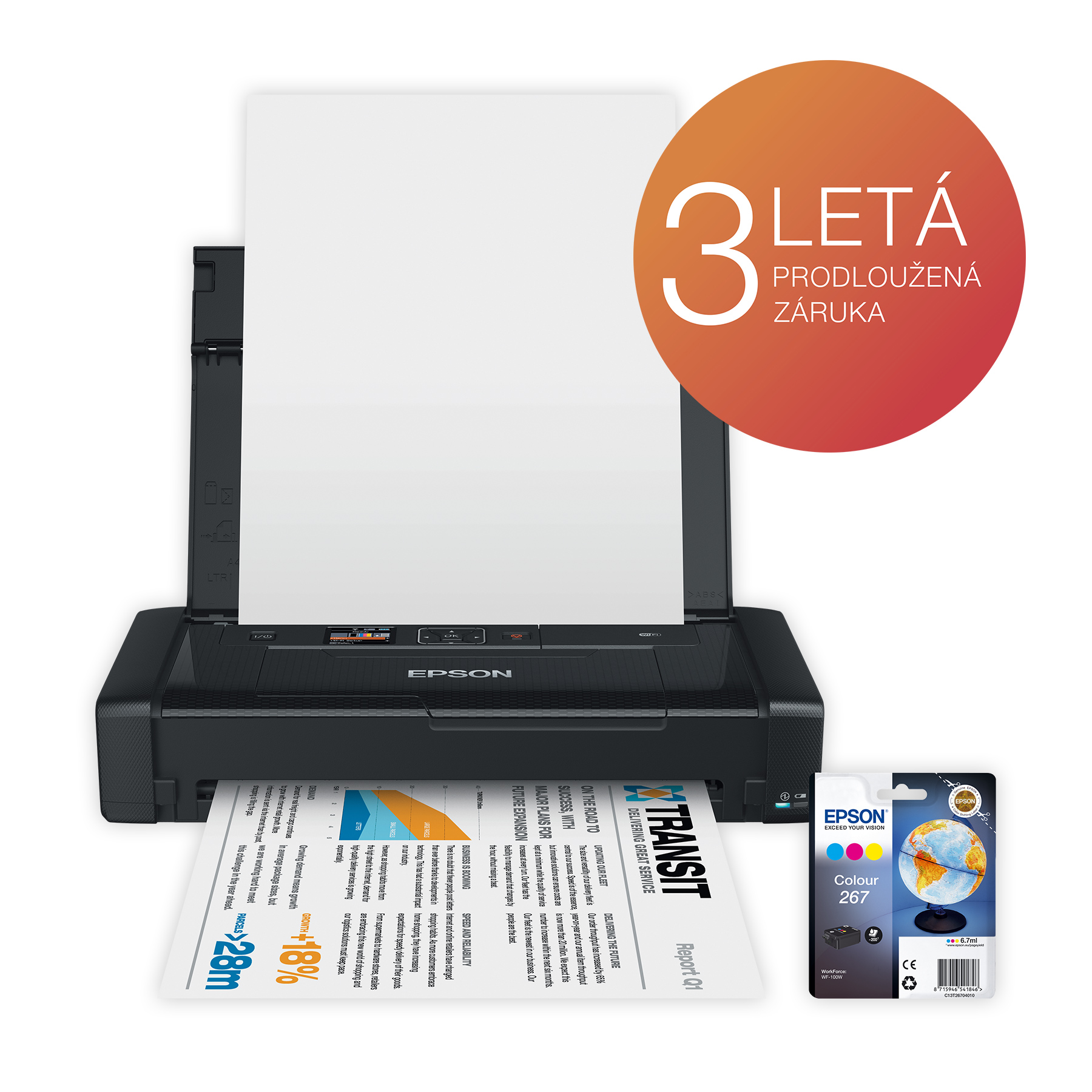 Epson WorkForce/ WF-100W/ Tlač/ Ink/ A4/ WiFi/ Usb C11CE05403