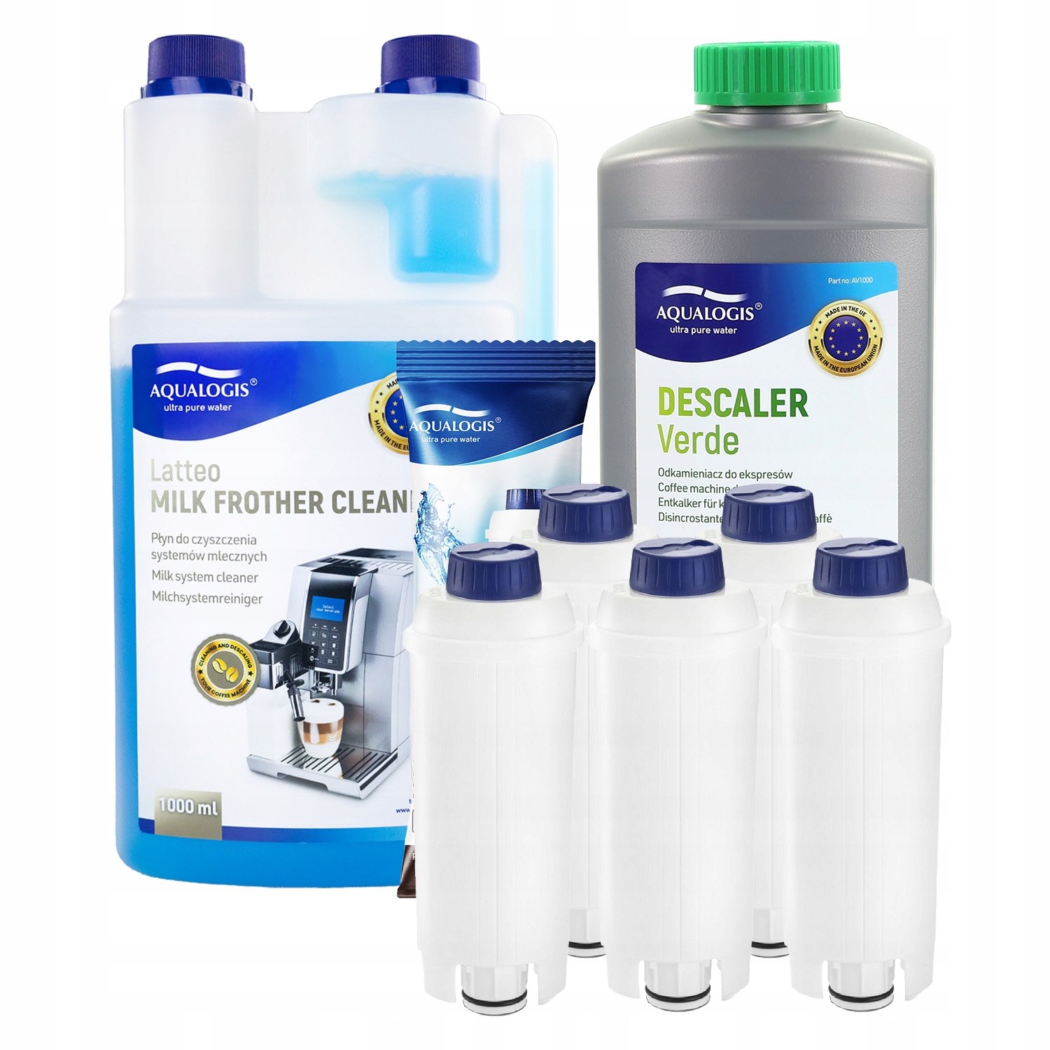 5 x Filtr do kávovaru Delonghi AL-S002 Tekutina Latteo 1L Odvápňovač 1L