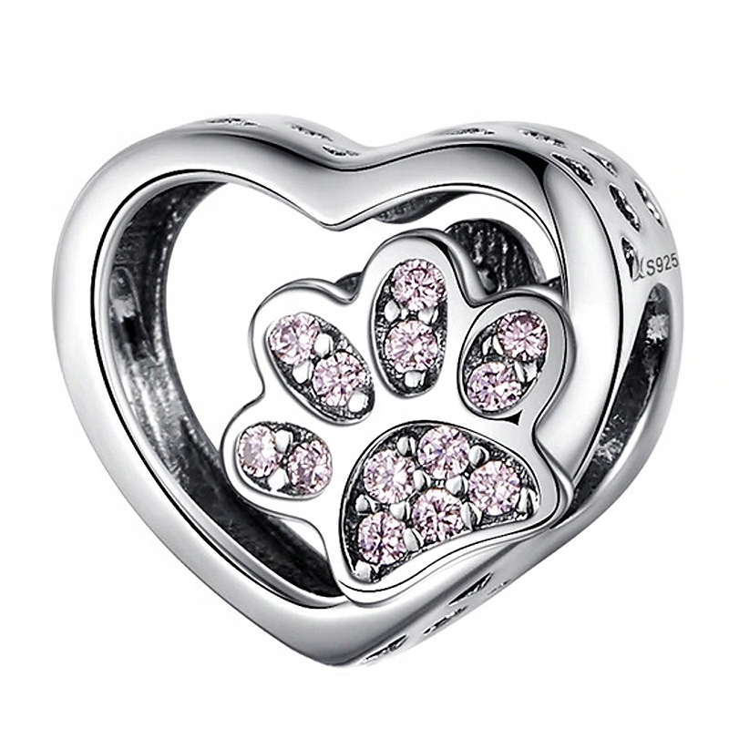 

Piękna Srebrna Zawieszka pr. 925 Charms Psia Łapka