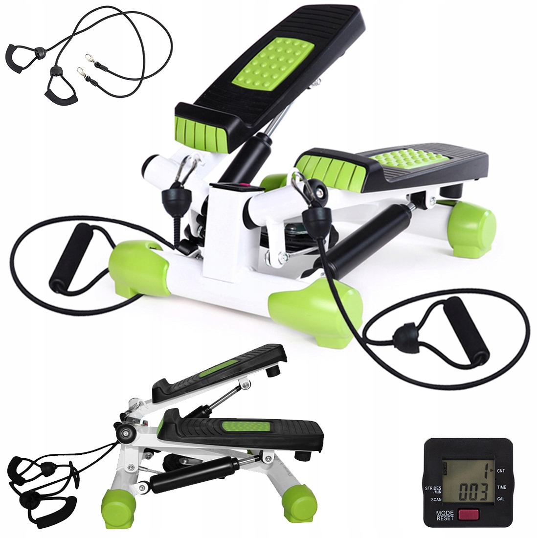 Šikmý torzní stepper s expandéry pro fitness trénink, zelený Hms