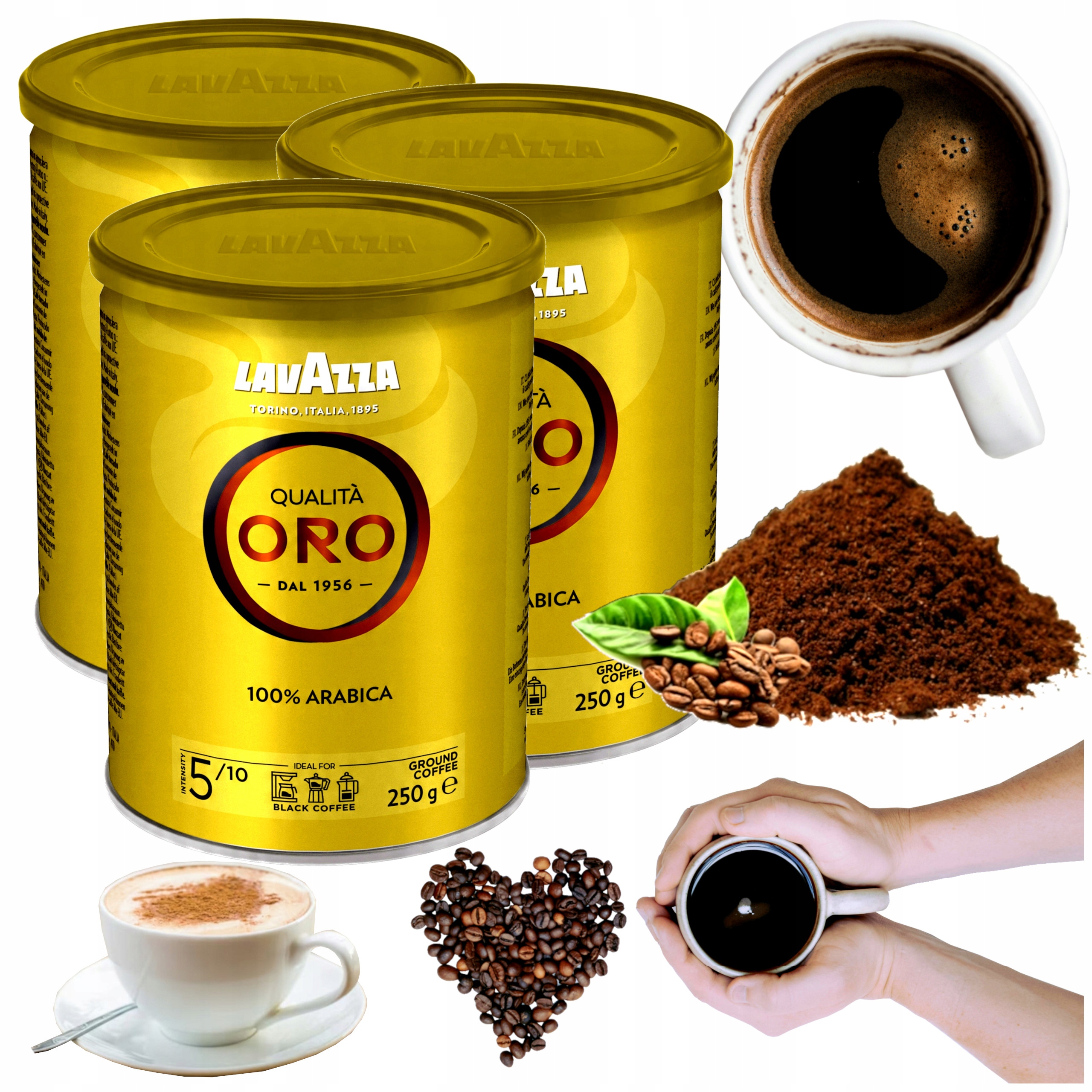 Kawa mielona Lavazza Qualita Oro 3x 250g w puszce cafe mieszana do ekspresu