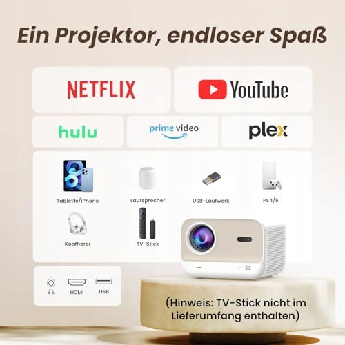JBL Projektor LED 1080P WiFi6 Bluetooth 5.1 Autofokus Dla TV Stick — miniatura 7
