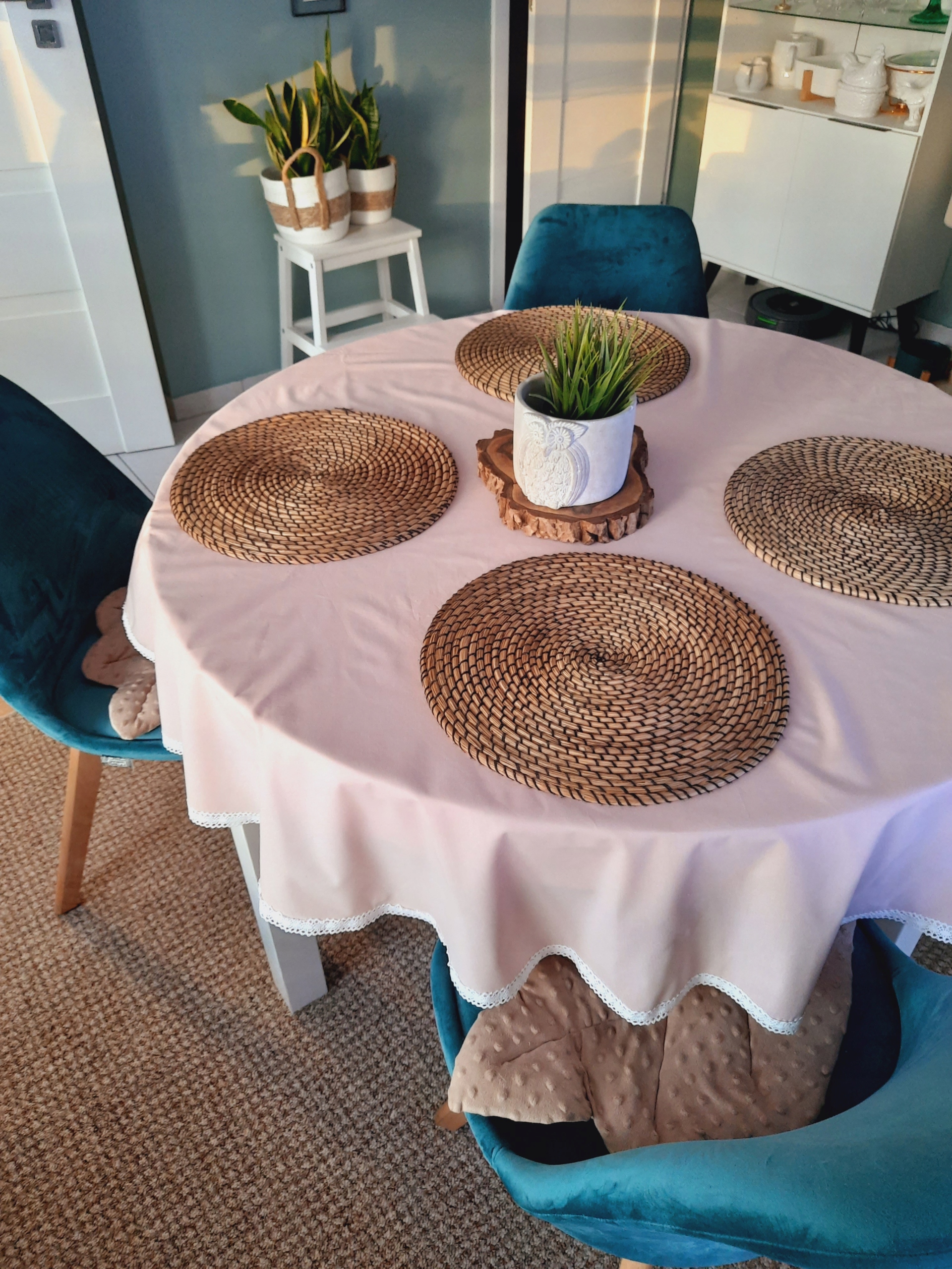 OBRUS BAWEŁNIANY OKRĄGŁY brudny różowy 160 140 120 Marka Pracownia krawiecka Olo