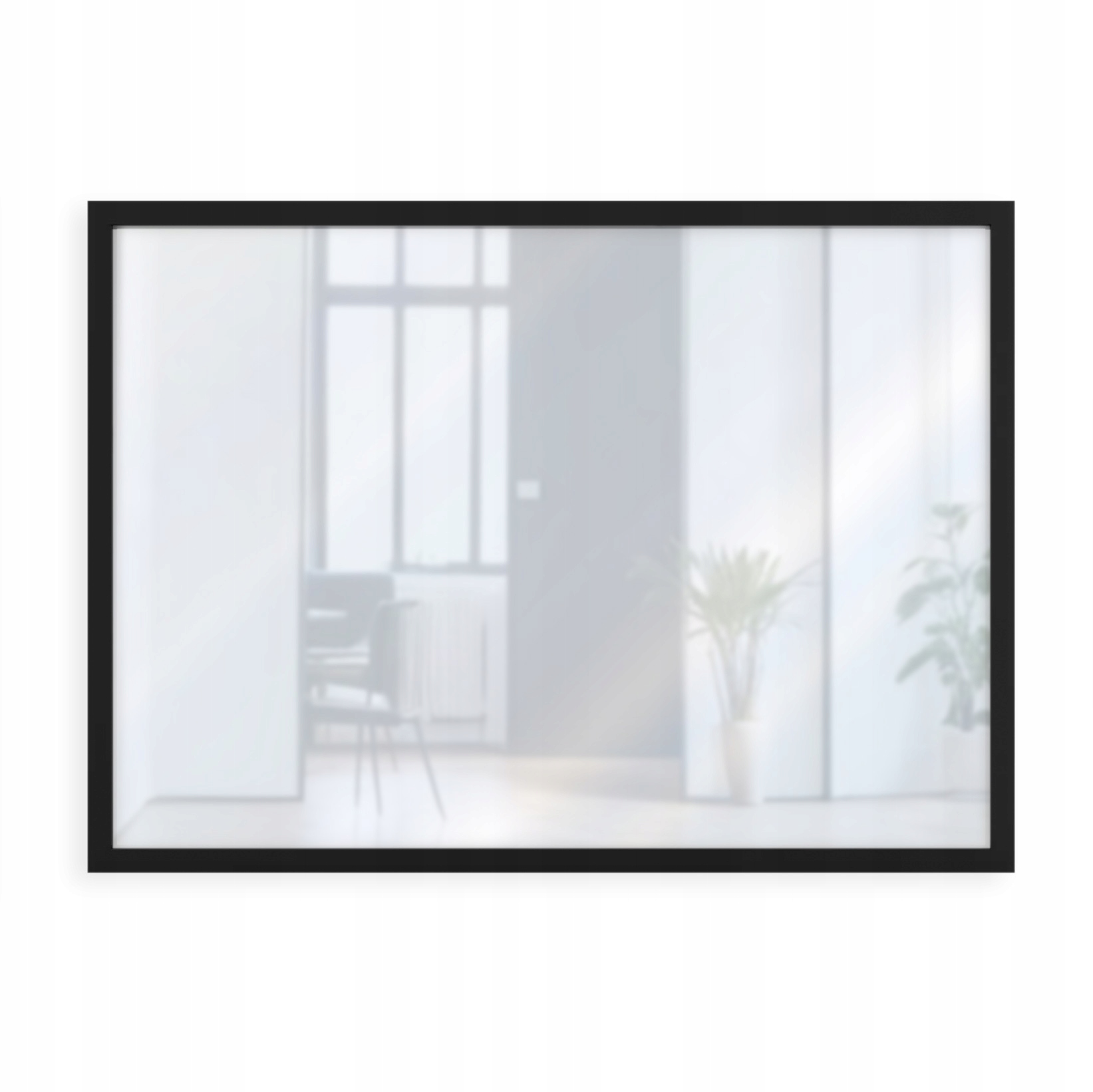 Obdĺžnikové Nástenné Zrkadlo Loft V Čiernom Úzkom Hliníkovom Ráme 60x40