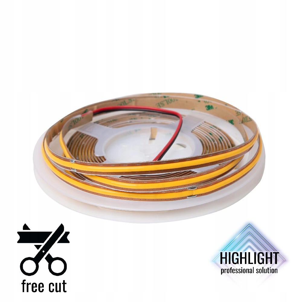 20m Taśma Led analogowa Cob 10W 24V 8mm Free Cut Biała Neutrala CRI>90 R2R