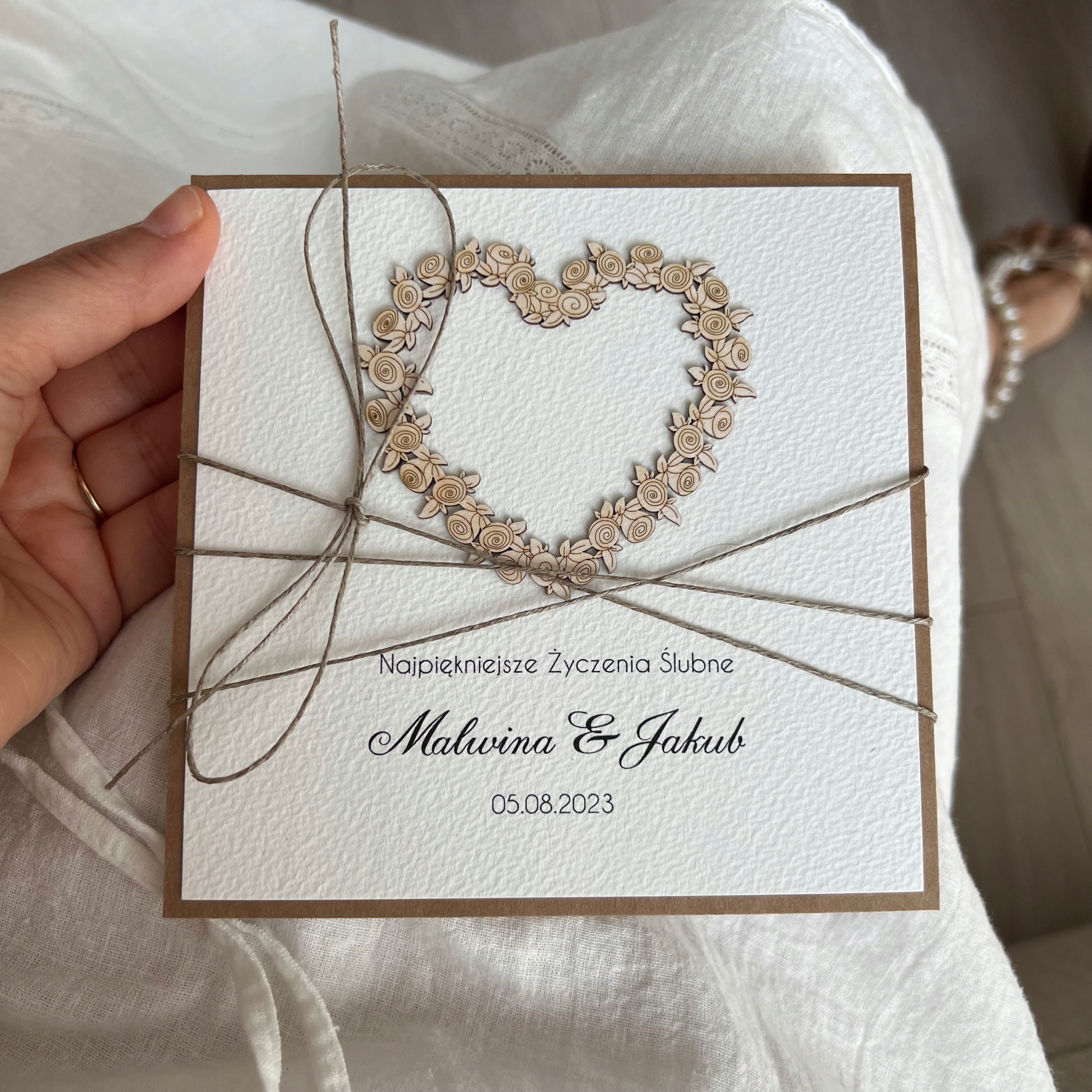 Svatební přání ručně vyrobené se jmény