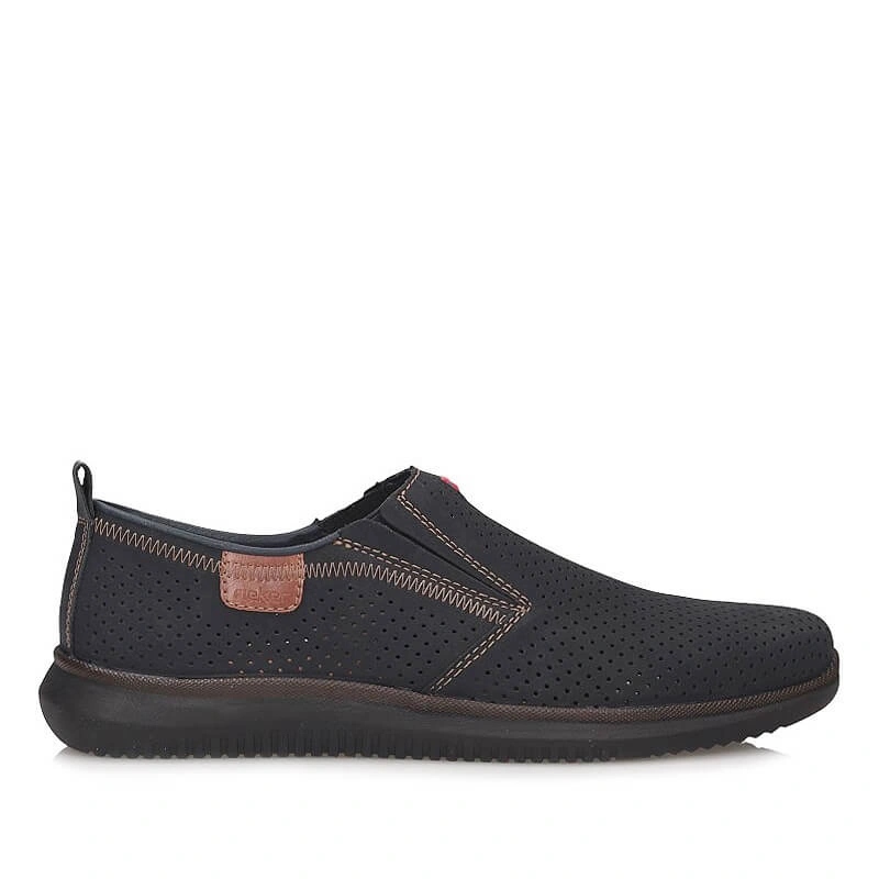 Pánské polobotky Rieker 10452-14 Antistress, modré, nazouvací, děrované