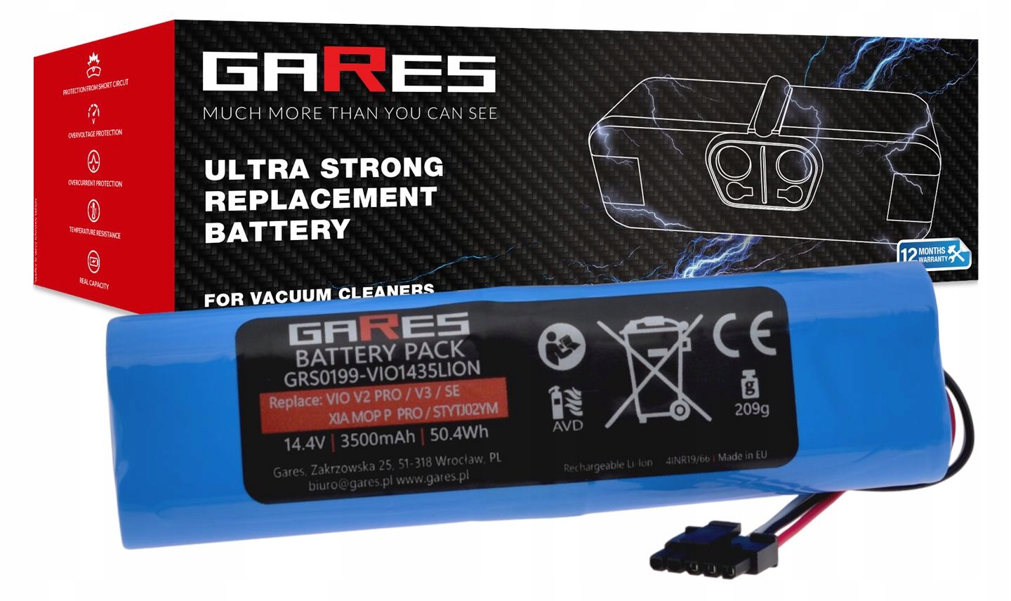 Akumulátor Gares pro Viomi V2 Pro V3 Se STYTJ02YM Vacuum Mop Pro 14,4V 3,5Ah