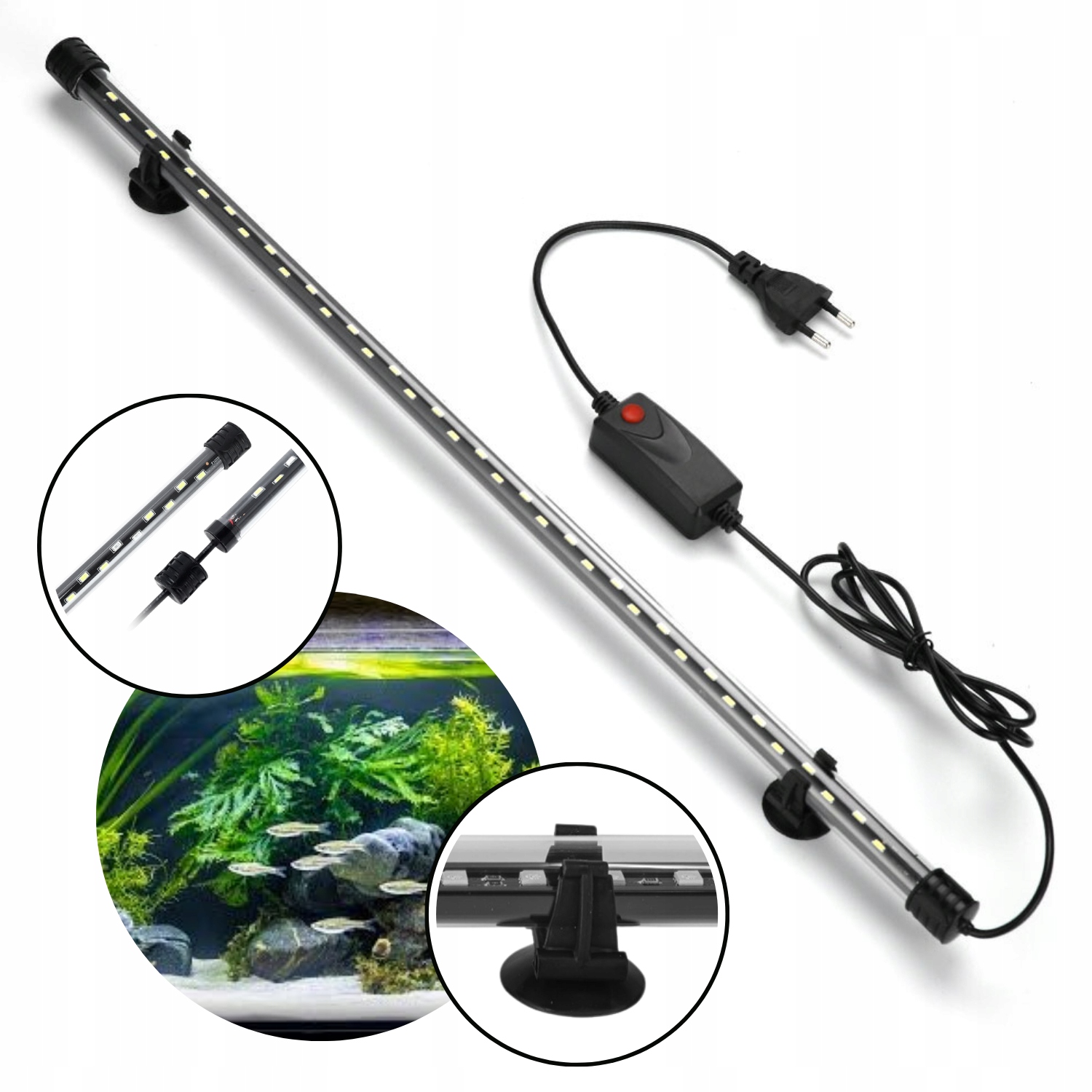 СВЕТОДИОДНЫЙ СВЕТИЛЬНИК ДЛЯ АКВАРИУМА, БЕЛЫЙ СВЕТИЛЬНИК, ВОДОНЕПРОНИЦАЕМЫЙ, 36 СВЕТОДИОДОВ, 12 ВТ, 58 СМ