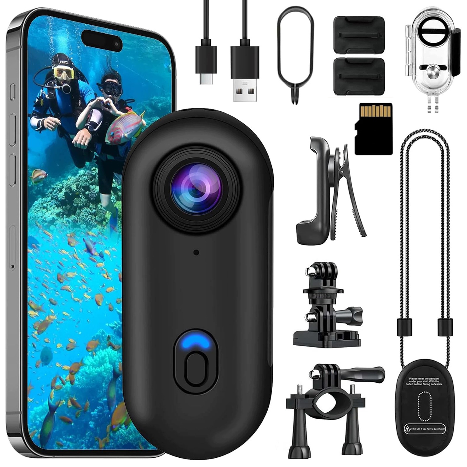 Wifi akční kamera Cam 128G 4K 30 fps 30M Wasserdicht 120°-Foto Weitwinkel