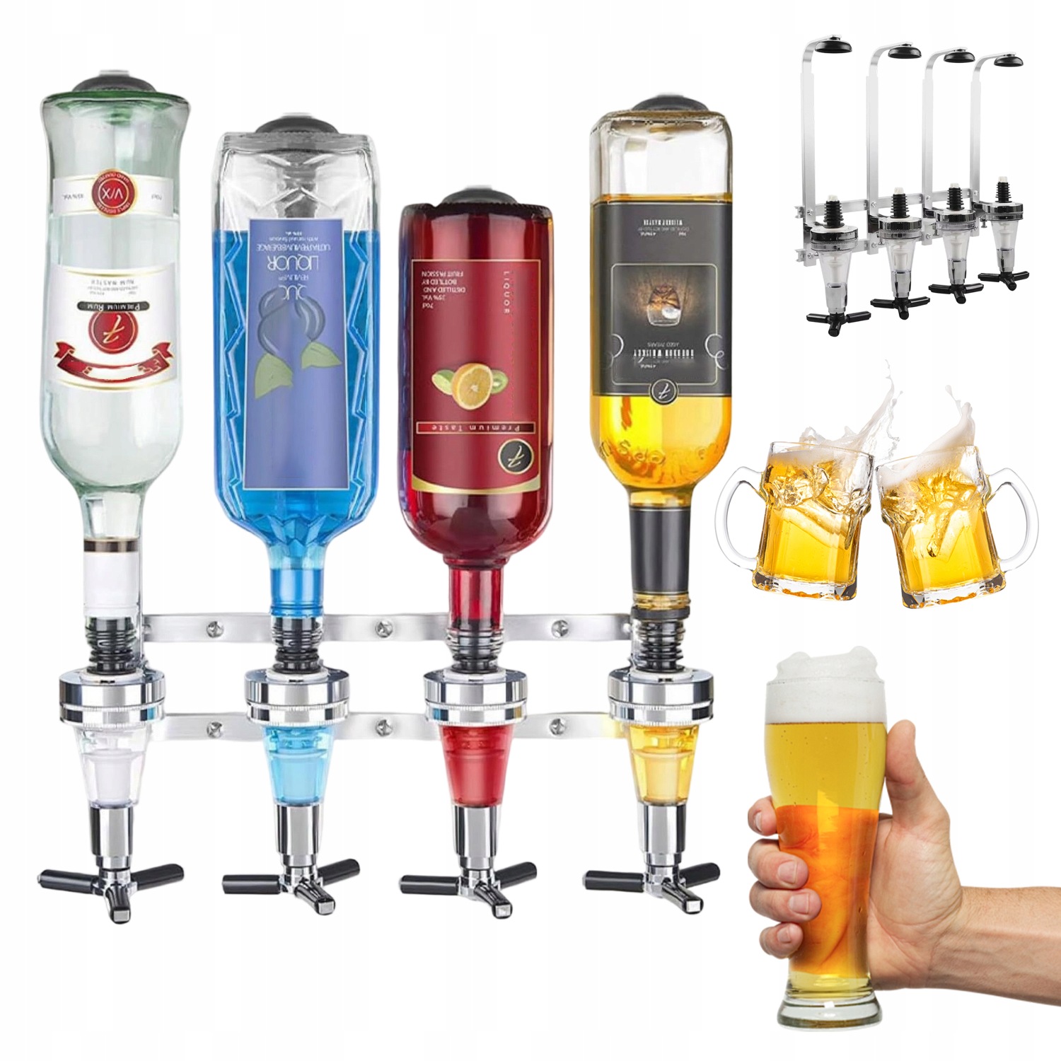 Rozvaděč Alkoholu A Nápojů Na 4 Lahve, Nástěnný Držák Na Lahve