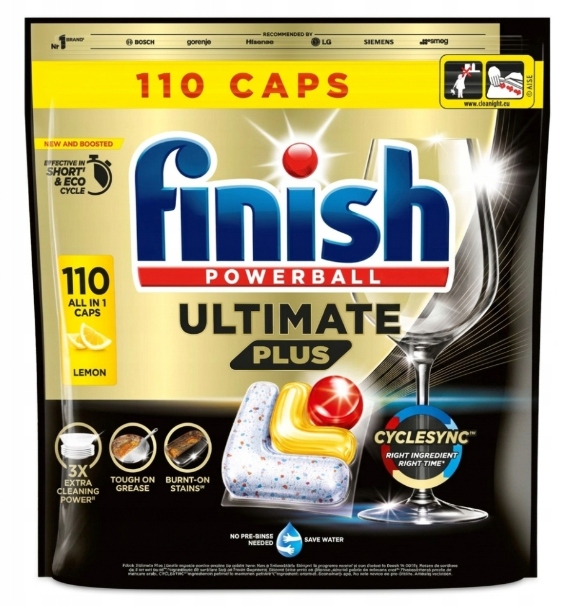 Finish Ultimate Plus Lemon Kapsułki do mycia naczyń w zmywarce 110 sztuk