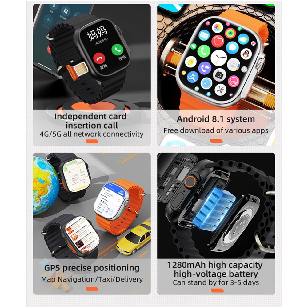 CDS9 Smart Watch --SIM Wifi GPS LTE, guma, pomarańcze i czerwienie Funkcje inne powiadomienia o połączeniach/SMS