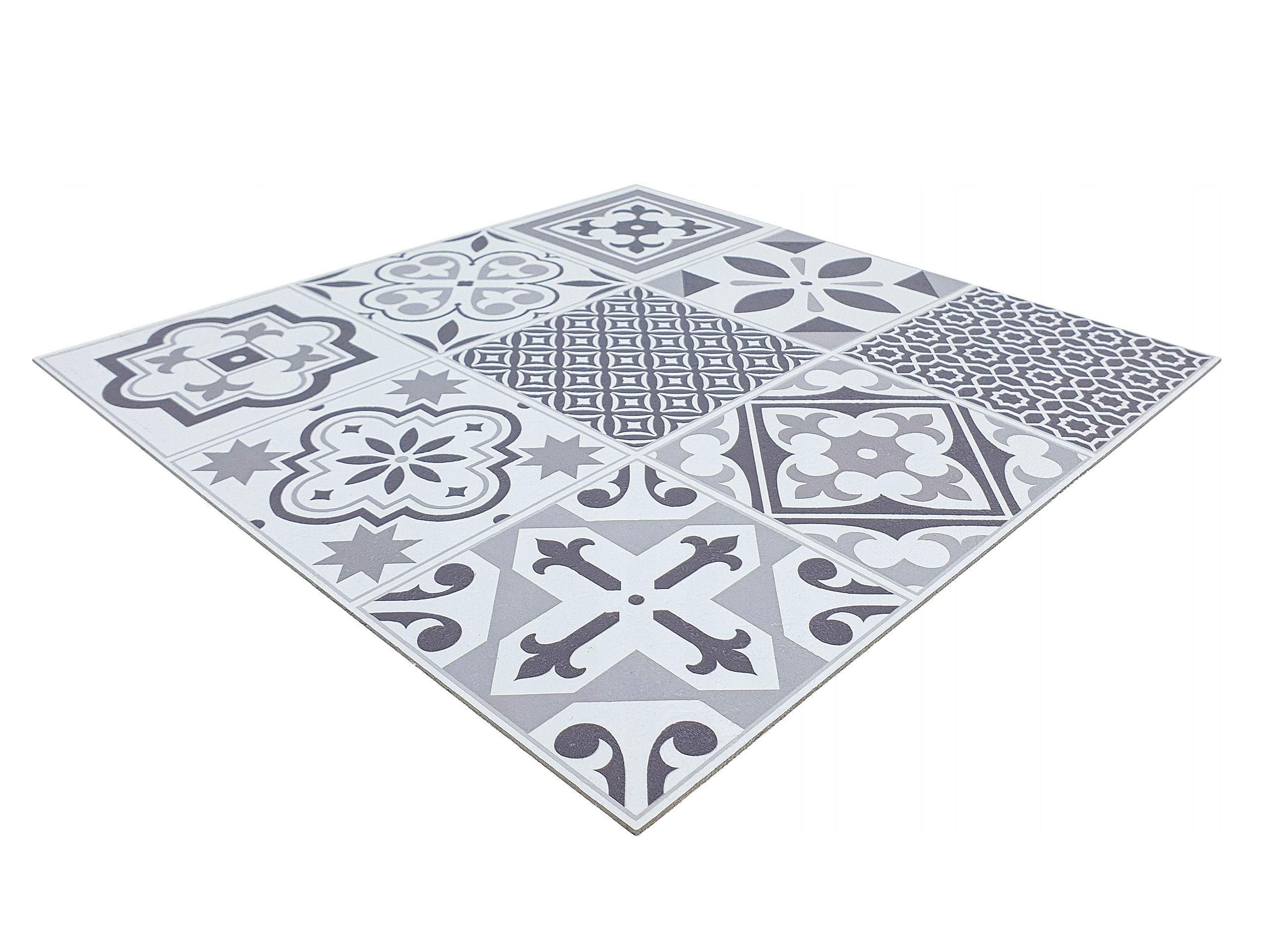 Płytki Podłogowe Kafle Orientalne Patchwork Szary Samoprzylepne 1 Sztuka Klasa ścieralności AC3