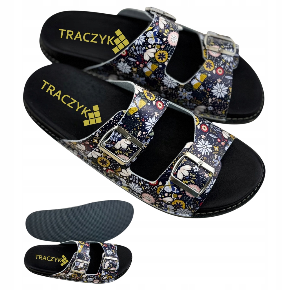 Kožené Nazouváky Fusbet Profilované květiny Výrobce vel.35