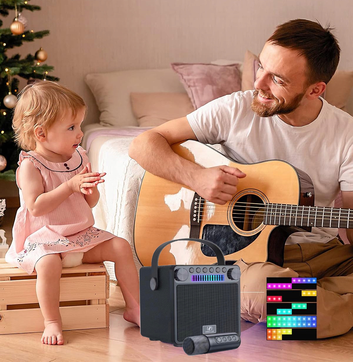 MASZYNA GŁOŚNIK KARAOKE Z 2 MIKROFONY BEZPRZEWODOWE BLUETOOTH KOLOROWA LED Kod producenta YS601