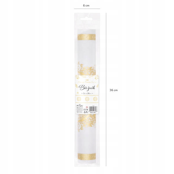 BIEŻNIK KOMUNIA ŚWIĘTA 5 m x 30 cm ORGANZA BIAŁY Długość 500 cm