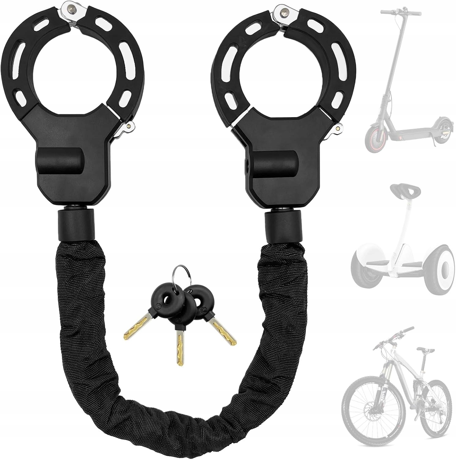 Zapínání Kola Koloběžky Blokáda Pouta Handcuff Štít s 3 klíči