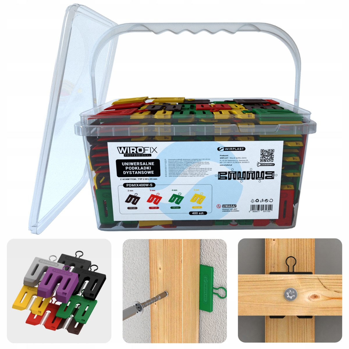 Podkładki dystansowe wyrównujące Duże do poziomowania Z Uchwytem 400 szt.