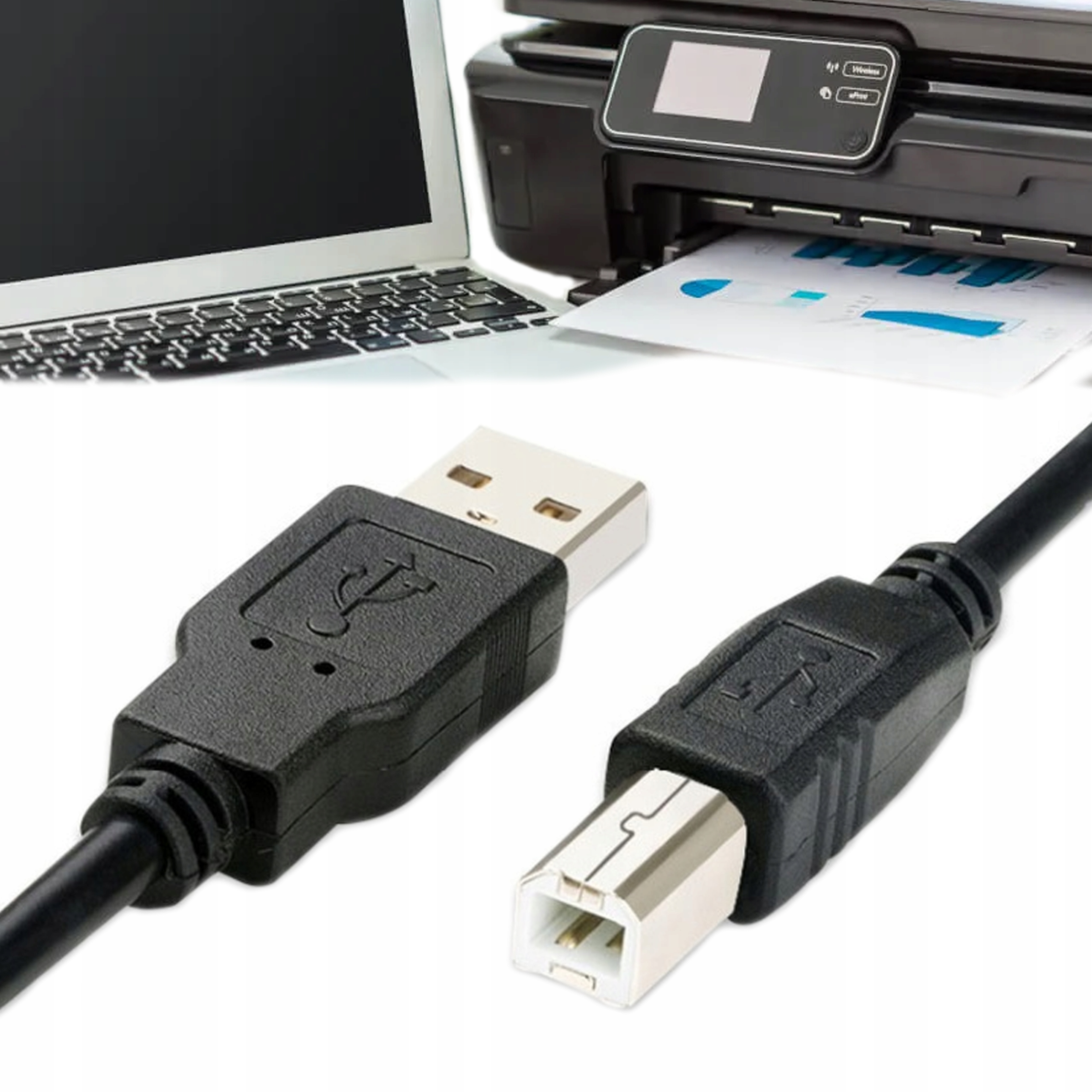 DŁUGI ELASTYCZNY TRWAŁY PRZEWÓD KABEL DO DRUKARKI SKANERA USB A-B 1,4m