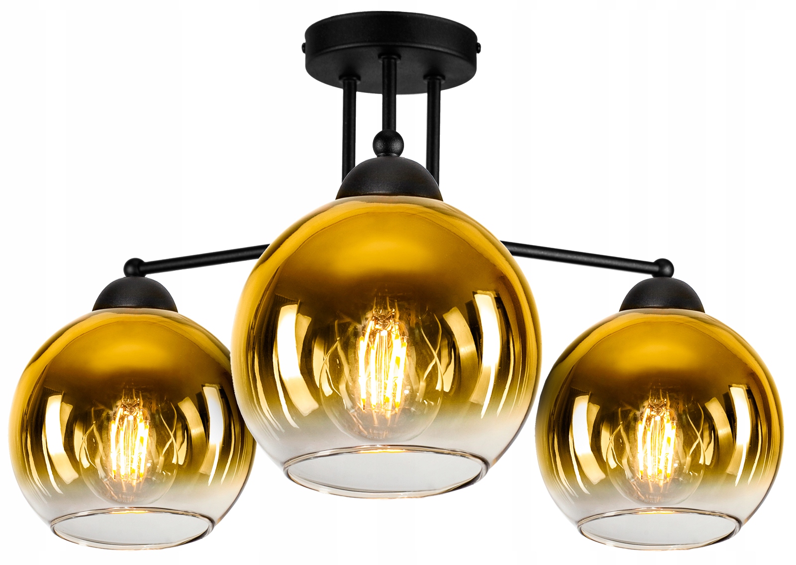 

Szklana Lampa Sufitowa Żyrandol Plafon Edison Led
