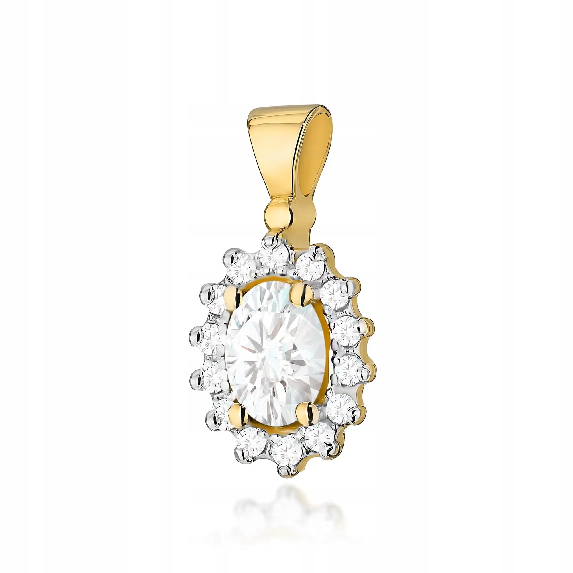 Zlatý přívěsek pro ženu 585 s diamantem, elegantní značkový design 14kt