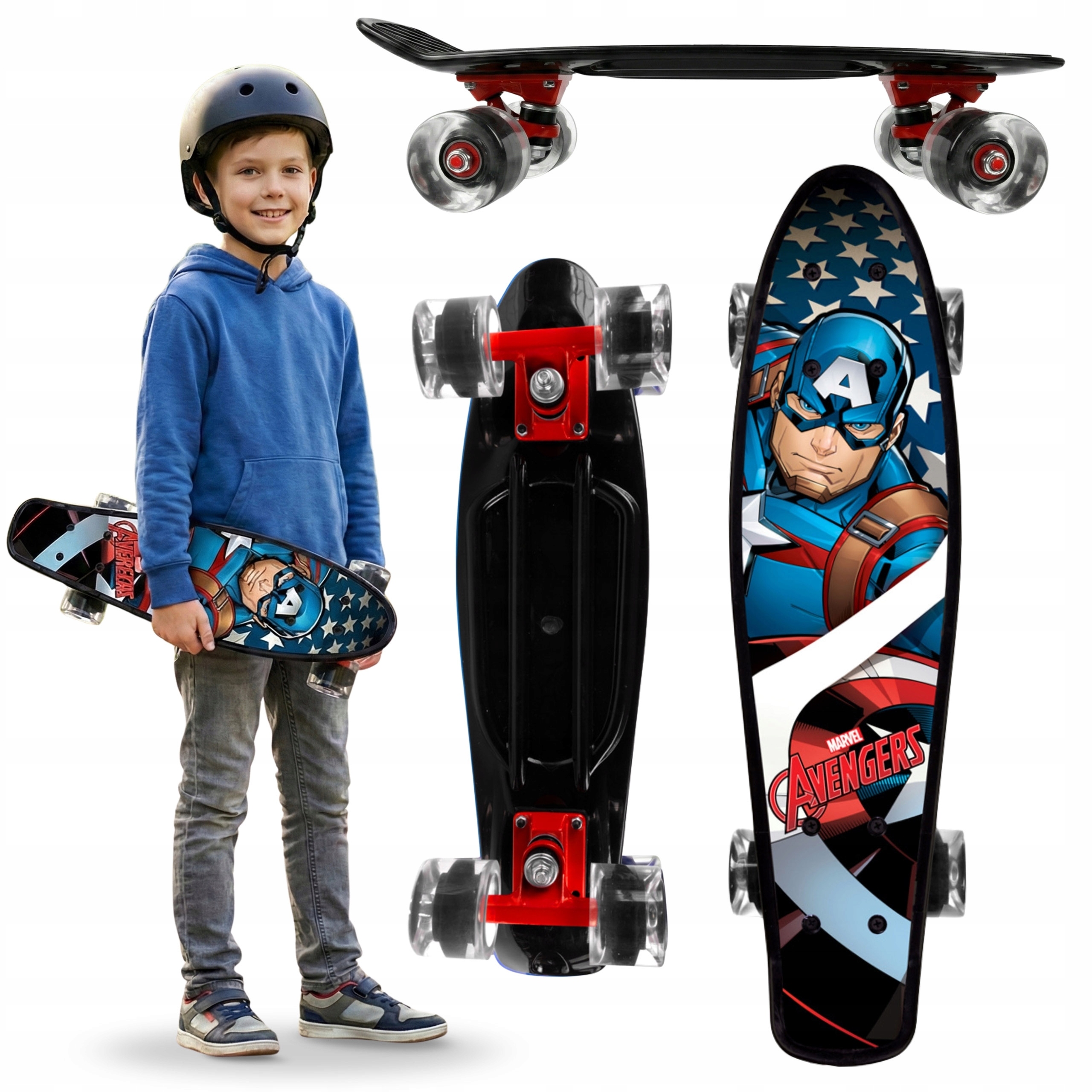 Marvel Avengers Captain America deskorolka Fiszka 55cm deska Stabilna 50 kg